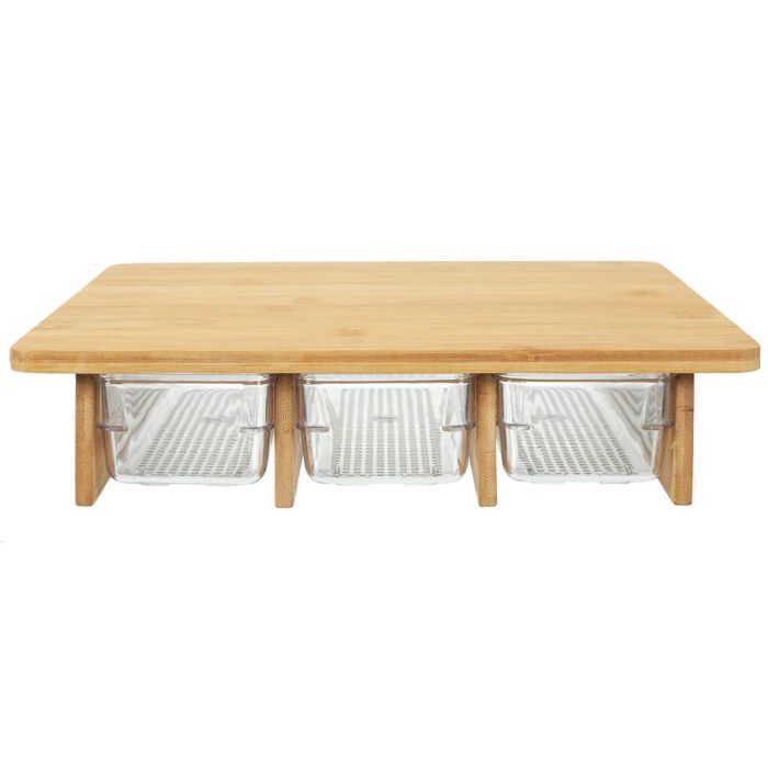 Cook Concept Tabla Cortar con 3 Cajones de Bambú y Plástico para Cocina Medidas 32x25 cm 4