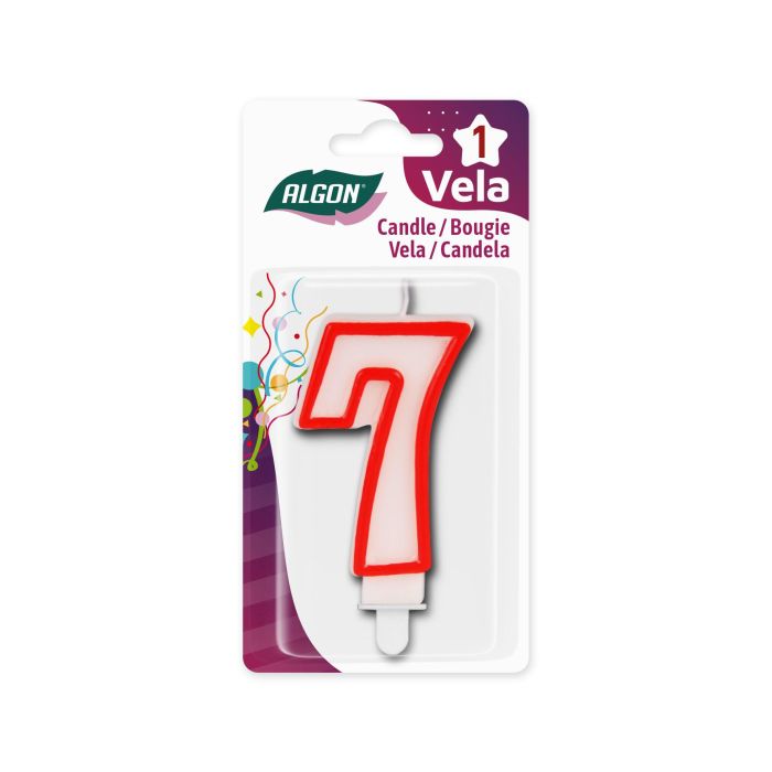 Vela Blanca con Borde Rojo 7 cm N.7 Algon (36 Unidades) 1 Vela Blanca con Borde Rojo 7 cm N.7 Algon (36 Unidades) 1