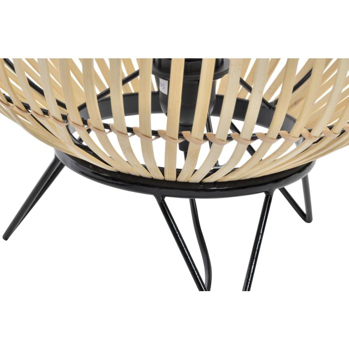 DKD Home Decor Lámpara Sobremesa Tropical Marrón Negro Metal Bambú 36 x 37 x 36 cm 2