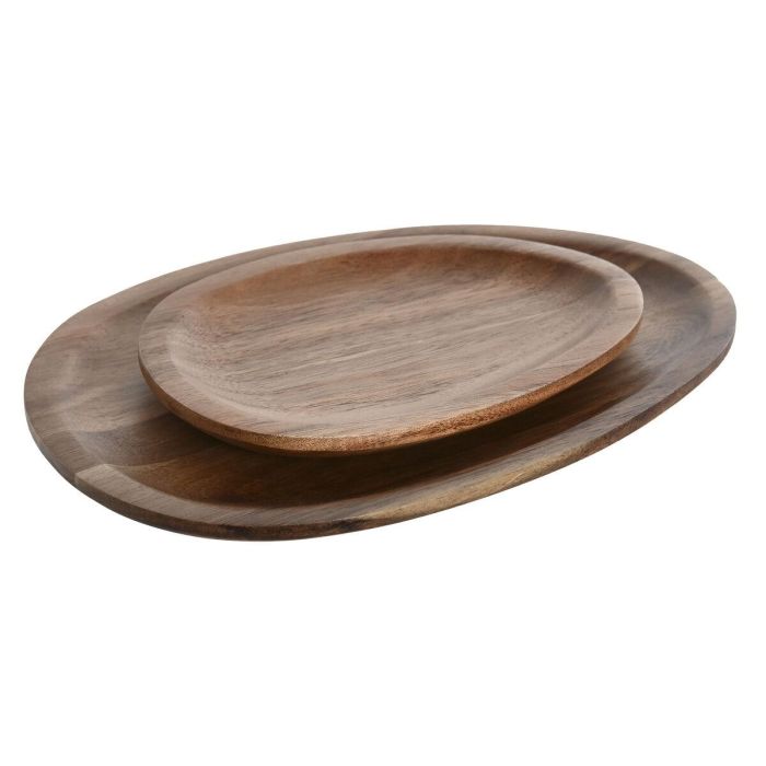 Plato Basicos DKD Home Decor Natural 18 x 1.6 x 26 cm Set de 2 1