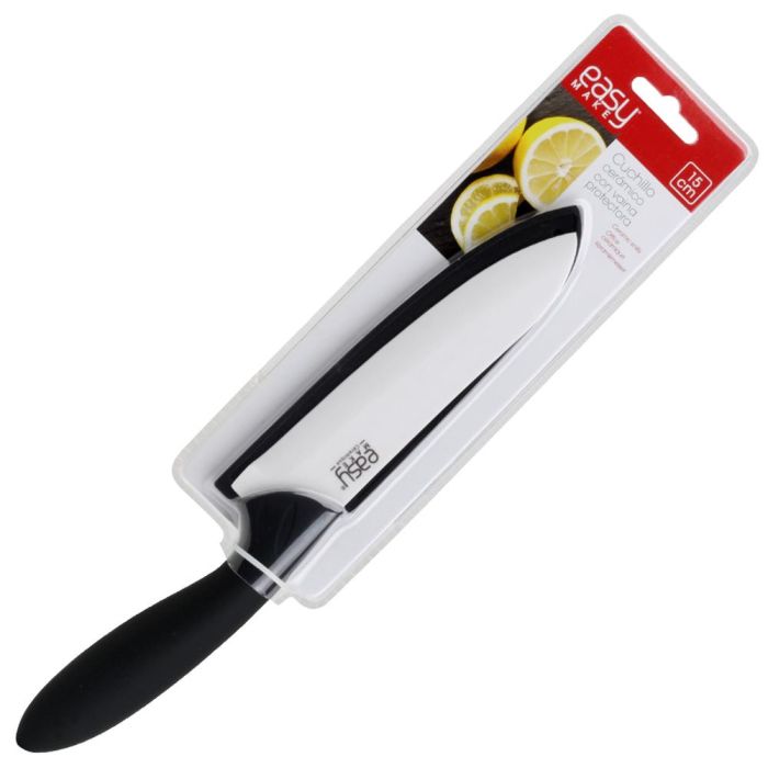 Easy Make Cuchillo Cerámico 15 cm con Funda y Mango de Tacto Suave 1