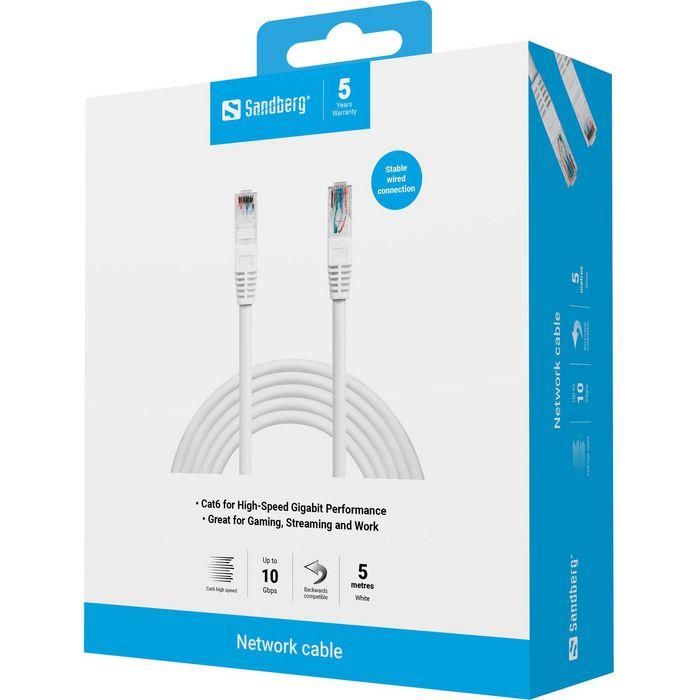 Sandberg Cable de Red UTP Cat6 5m para Conexión de Alta Velocidad - Optimizado para Gigabit Ethernet 10 Gbps en PC, Router, Switch 2 Sandberg Cable de Red UTP Cat6 5m para Conexión de Alta Velocidad - Optimizado para Gigabit Ethernet 10 Gbps en PC, Router, Switch 2