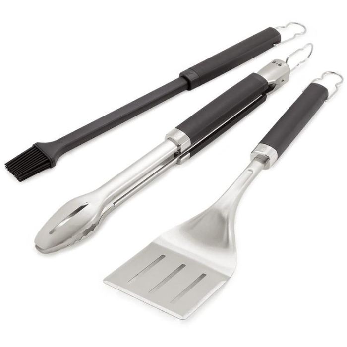 Weber 6764 Juego de Utensilios para Barbacoa de Acero Inoxidable: Espátula, Pinzas y Tenedor