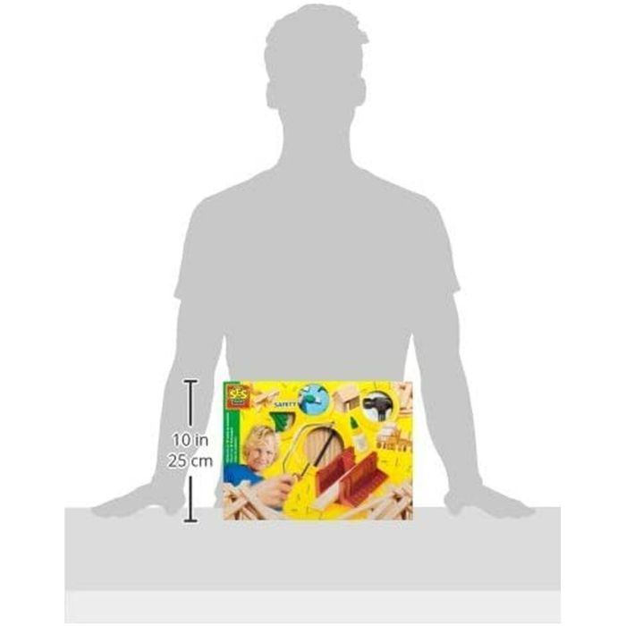 SES Creative Taller de carpintería grande para niños a partir de 5 años - Construye juguetes de madera con sierra y martillo, 29 piezas seguras 1