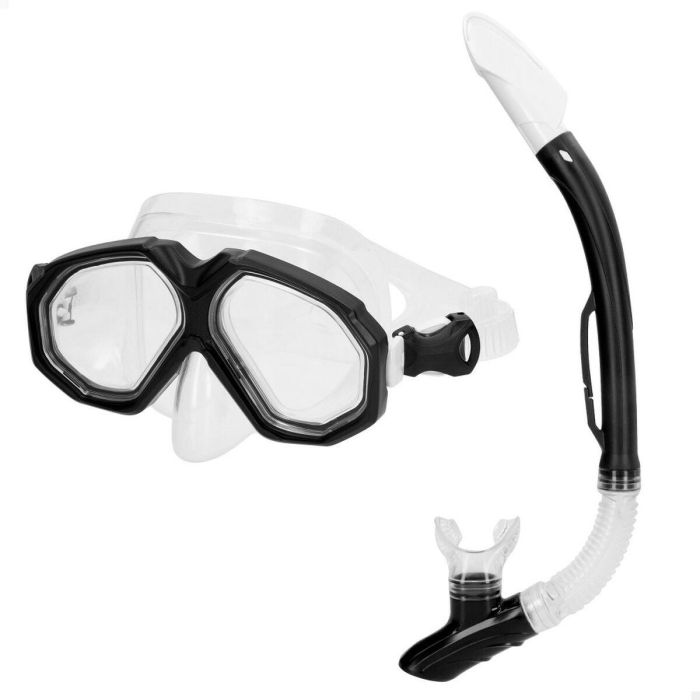 Gafas de Buceo con Tubo AquaSport Negro Adultos (2 Unidades) 6