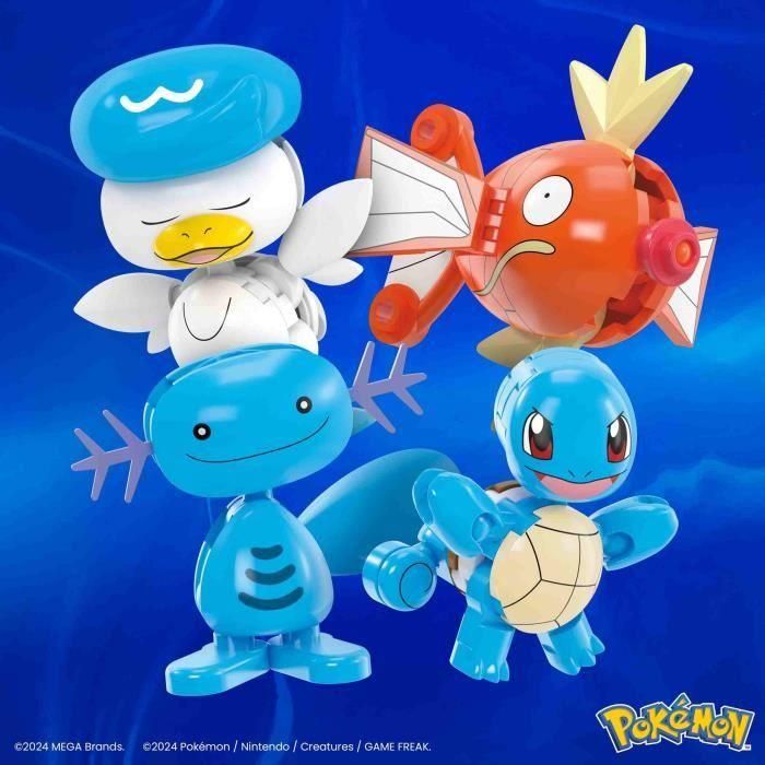 Mega Bloks Jct42 Equipo de Entrenador de Agua Pokémon con 4 figuras construibles articuladas y 4 Poké Ball - Squirtle, Magikarp, Shellder, Quaxly 5