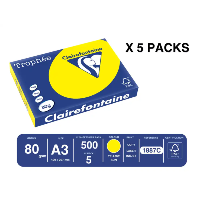 Trophee Papel Color Sol Intenso A3 80gr Paquete 500 Hojas 1 Trophee Papel Color Sol Intenso A3 80gr Paquete 500 Hojas 1