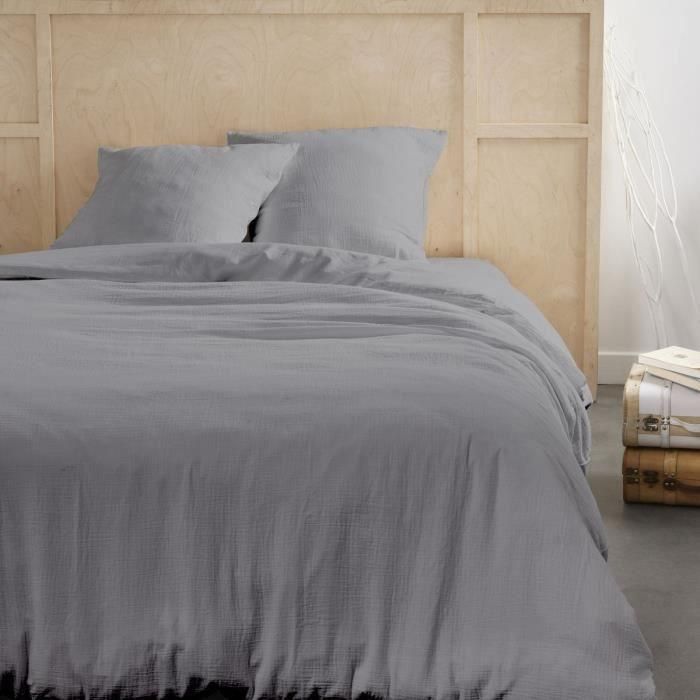 Today 123325 Juego de Cama Gasa de Algodón y Algodón Liso para 2 Personas, 240x220 cm con 2 Fundas de Almohada, Acero Today 123325 Juego de Cama Gasa de Algodón y Algodón Liso para 2 Personas, 240x220 cm con 2 Fundas de Almohada, Acero