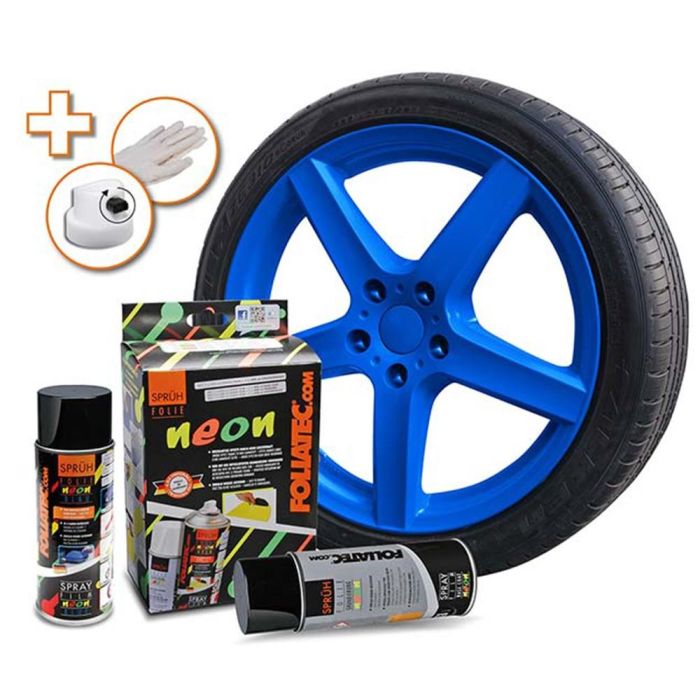 Foliatec FO2022 Goma Líquida Neón Set Azul 2 Piezas 1 x 400 mL + Base Coat 1 x 400 mL