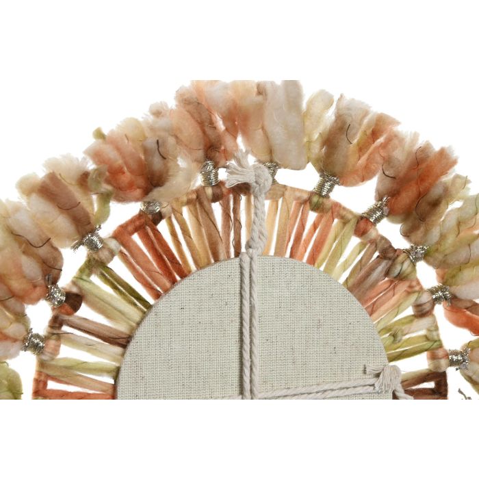 DKD Home Decor Set de 3 Decoracion Pared Boho Naranja Verde Lana Cristal 20 x 20 cm 2