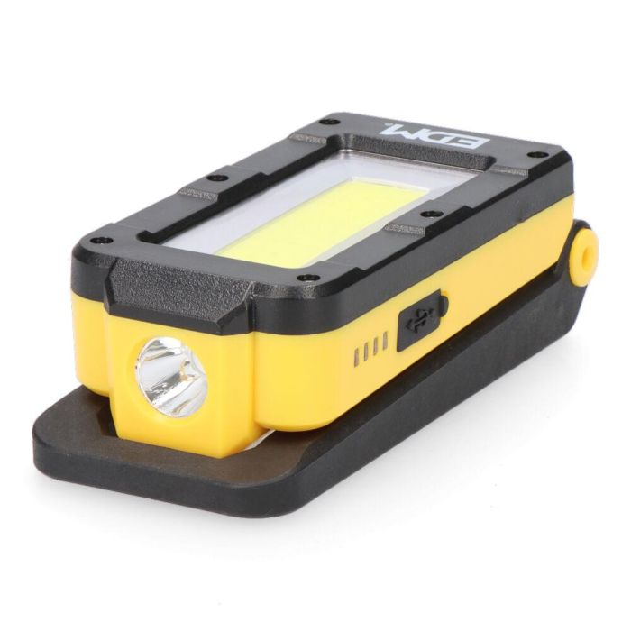 Edm Linterna de trabajo LED recargable con base basculante 180°, 5W COB LED, 500LM, impermeable IP44, batería 2000mAh 3 Edm Linterna de trabajo LED recargable con base basculante 180°, 5W COB LED, 500LM, impermeable IP44, batería 2000mAh 3