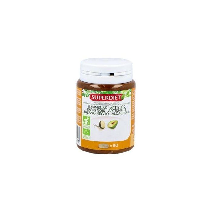 SUPERDIET Rábano Negro + Alcachofa 80 Comprimidos para Mantenimiento Hepático Normal