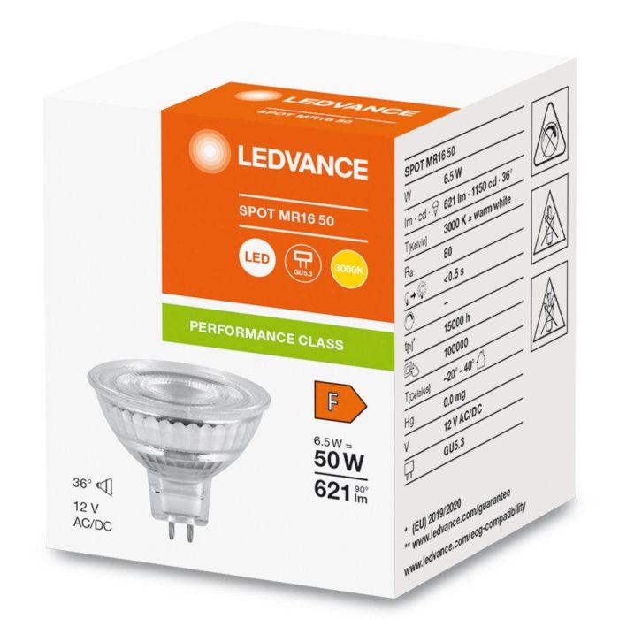 Ledvance LVE-4099854047992 Bombilla LED Spot MR16 GU5.3 12V 6.5W 621Lm 3000K Luz Cálida 36º No Regulable IP20 15.000h 1 Ledvance LVE-4099854047992 Bombilla LED Spot MR16 GU5.3 12V 6.5W 621Lm 3000K Luz Cálida 36º No Regulable IP20 15.000h 1