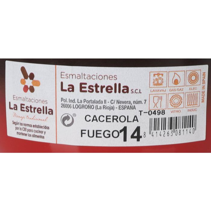 La Estrella Cacerola Fuego 14 cm 1L Diámetro 20 cm (6 Unidades)