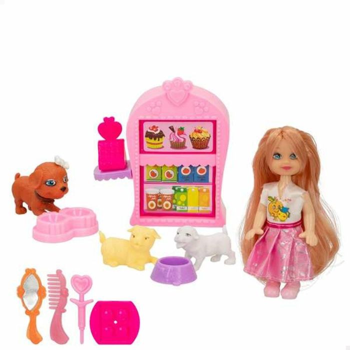 Muñeca bella articulada con sus animales y accesorios. 7 piezas. 2 Muñeca bella articulada con sus animales y accesorios. 7 piezas. 2