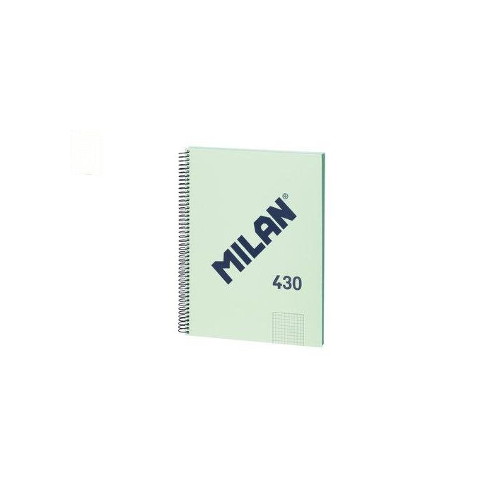 Milán Cuaderno A4 con espiral cuadriculado 5x5 mm verde, Colección 430 since 1918, 80 hojas, tapa dura