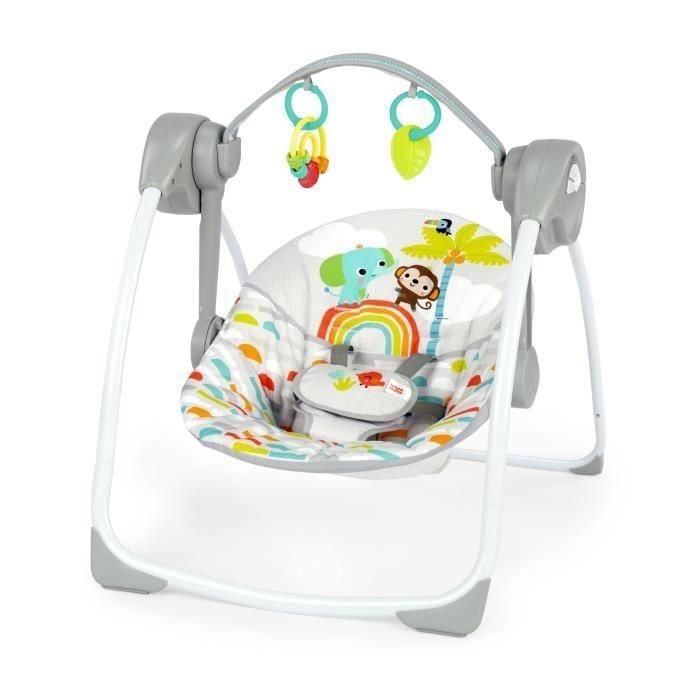 Bright Starts BRI0074451130692 Columpio Portátil Automático para Bebé con Música, Compacto - Playful Paradise, desde el Nacimiento