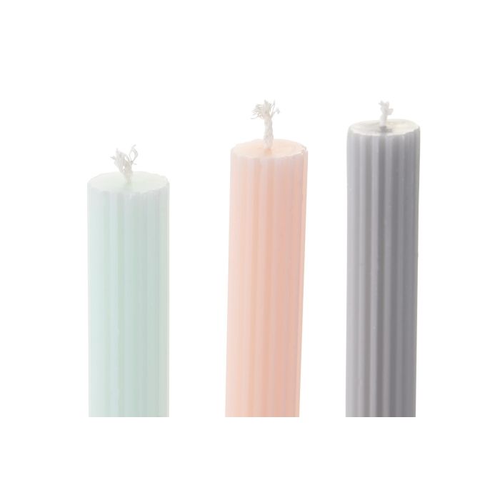 DKD Home Decor Vela Pilar Urban de Cera de 25cm Alto 98g Pack 12 Unidades Colores Surtidos (Verde, Rosa, Gris) 2