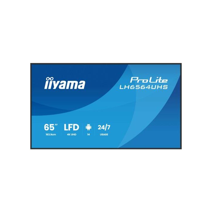 Iiyama LH6564UHS-B1AG Monitor Profesional 65" 4K UHD VA 500cd/m² Android 14 Señalización Digital Iiyama LH6564UHS-B1AG Monitor Profesional 65" 4K UHD VA 500cd/m² Android 14 Señalización Digital
