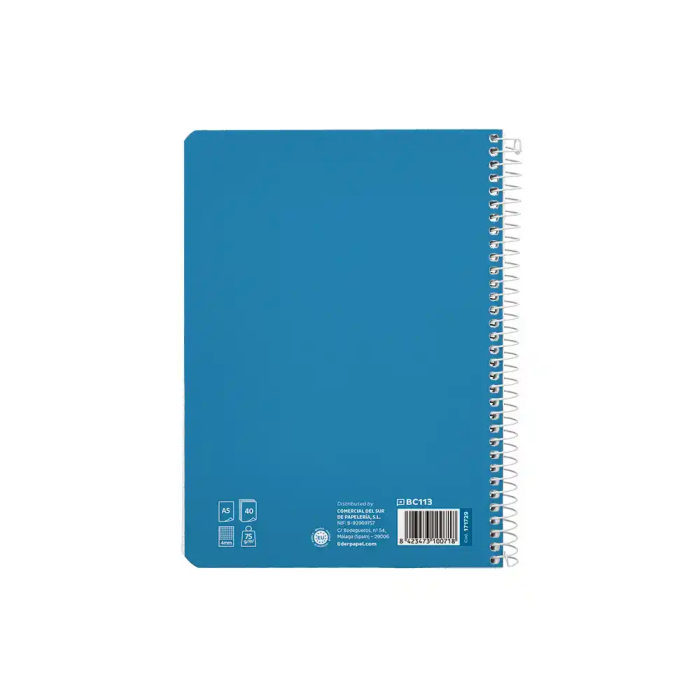 Liderpapel Cuaderno Espiral A5 Pautaguía Tapa Blanda 40 Hojas 75gr Cuadro Pautado 4mm Color Azul 2