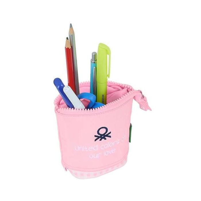 Estuche Cubilete Benetton Vichy Rosa (8 x 19 x 6 cm)
