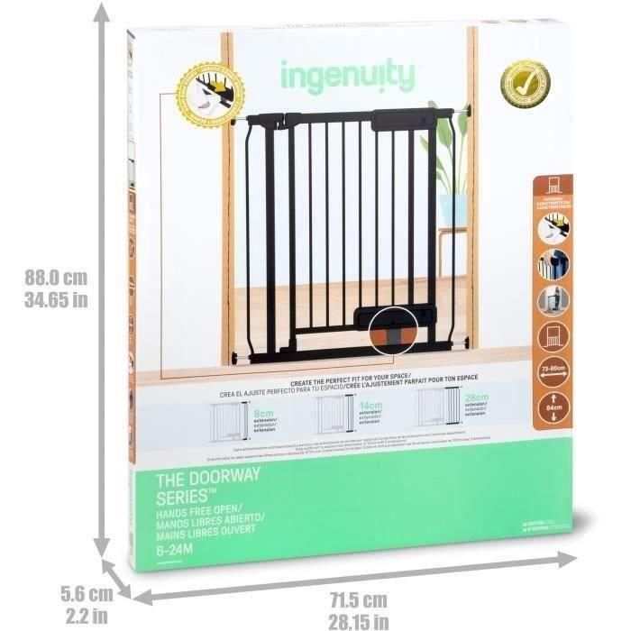 INGENUITY - Barrera de seguridad para escaleras para niños y mascotas, apertura con mano o pie, 84cm de alto, ancho entre 73 y 80 cm 1 INGENUITY - Barrera de seguridad para escaleras para niños y mascotas, apertura con mano o pie, 84cm de alto, ancho entre 73 y 80 cm 1