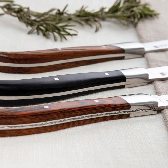 Quid Professional Cuchillo Steak Narbona Acero Inoxidable y Mango Madera 22 cm - Pack 12 Unidades con Mango Remachado 4