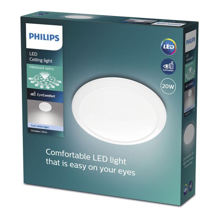 Philips Plafón LED Circular Cinnabar 20W 4000K (Luz Día) 2000 lm Blanco Plástico IP20 Ø40,4x10,6 cm para Techo y Pared 1 Philips Plafón LED Circular Cinnabar 20W 4000K (Luz Día) 2000 lm Blanco Plástico IP20 Ø40,4x10,6 cm para Techo y Pared 1