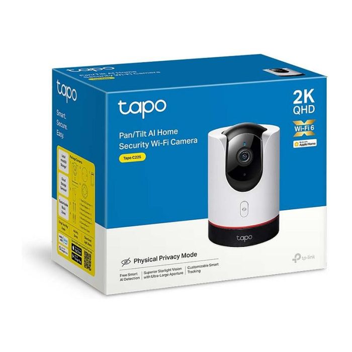 TP-Link Tapo C225 Cámara de Seguridad Wi-Fi Interior Panorámica con Visión Nocturna, Detección IA de Personas y Mascotas, Audio Bidireccional, Visión 2K QHD 1