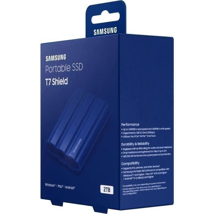 Disco Externo SSD Samsung Portable T7 Shield 2TB/ USB 3.2/ Azul 2