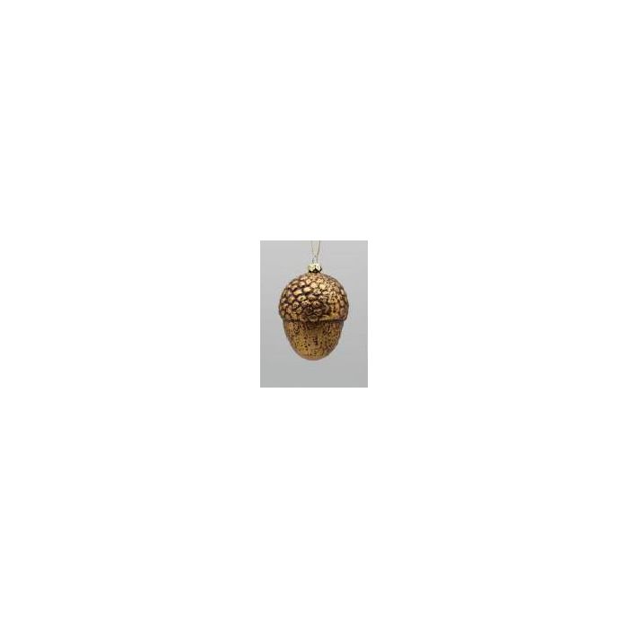 DKD Home Decor Decoración Colgante de Navidad Tipo Bellota Tradicional Dorado PVC - Pack 12 Unidades - 6x7.8x6 cm