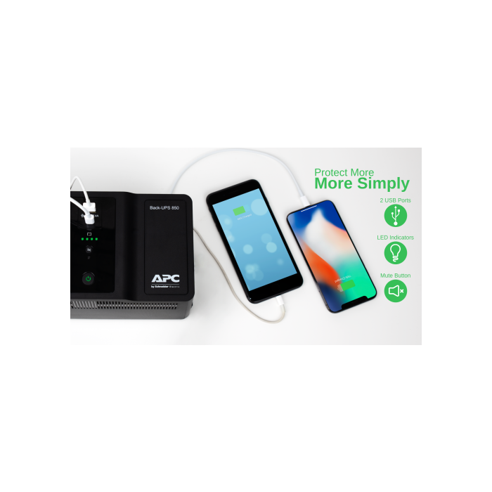 APC BE850G2-GR Sistema de Alimentación Ininterrumpida (UPS) 0,85 kVA 520 W 8 Salidas AC 4