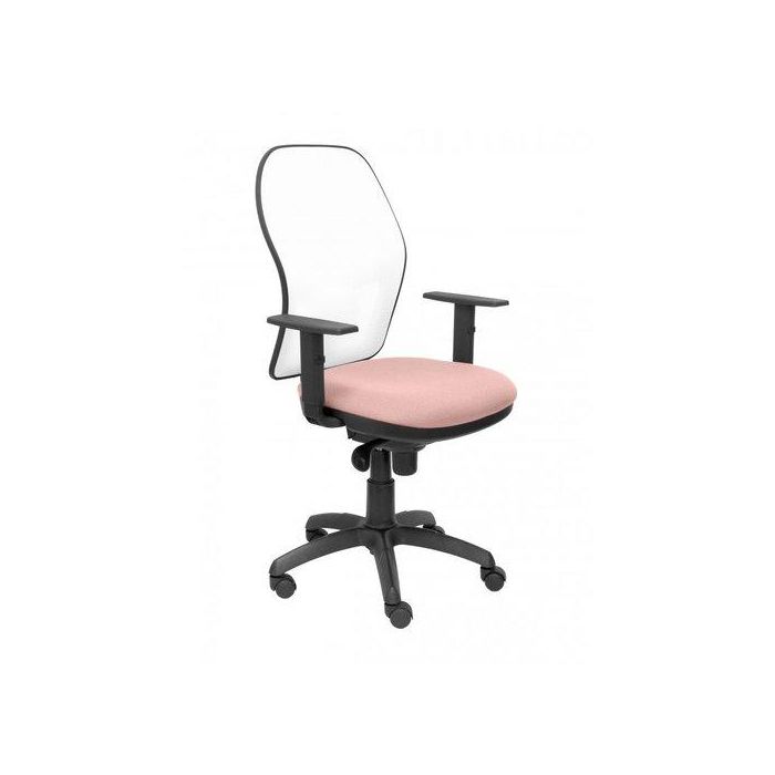 Silla Piqueras Y Crespo Jorquera Brazos Regulables Mecanismo Sincro Con Regulador De Tension Respaldo De Malla Blanca Y Asiento Tapizado Bali Rosa Palido