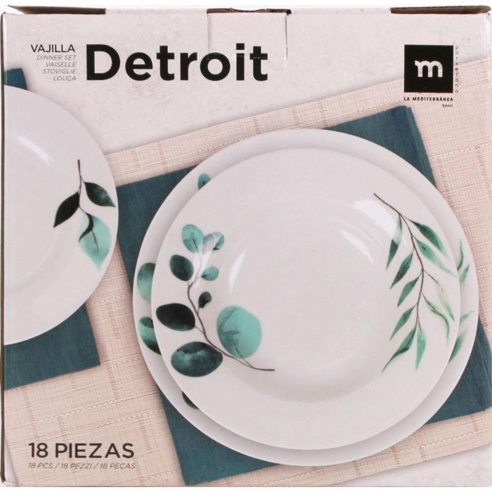 La Mediterranea Vajilla Redonda 18 Piezas Detroit (2 Unidades) 1
