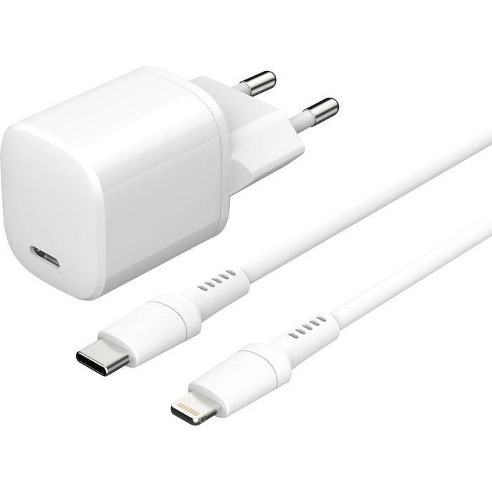 eSTUFF INFINITE PD 20W Kit Cargador Enchufe EU Cable USB-C a Lightning 1.5m Blanco 1