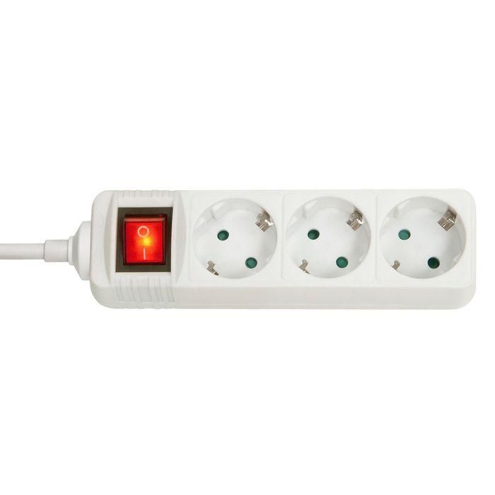Lindy 3-Way Schuko Mains Power Extension with Switch, White Lindy 3-Way Schuko Mains Power Extension with Switch, White