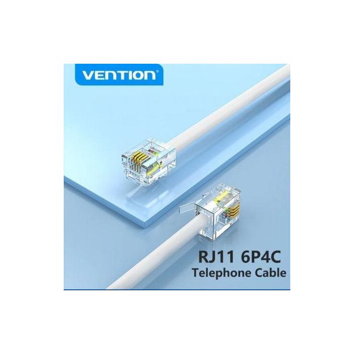 Vention IQBWQ Cable de Teléfono RJ11 6P4C 20m Blanco Macho a Macho, Plano, Conectores Cobre Chapado en Oro 1 Vention IQBWQ Cable de Teléfono RJ11 6P4C 20m Blanco Macho a Macho, Plano, Conectores Cobre Chapado en Oro 1