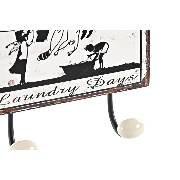 DKD Home Decor Perchero de Pared Vintage de Metal Negro Blanco 6x23x12 cm, 4 Unidades Surtidas con 2 Ganchos 2 DKD Home Decor Perchero de Pared Vintage de Metal Negro Blanco 6x23x12 cm, 4 Unidades Surtidas con 2 Ganchos 2