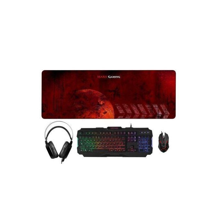 Pack Gaming Mars Gaming MCPRGB/ Teclado + Ratón Óptico + Auriculares con Micrófono + Auriculares con Micrófono + Alfombrilla XXL 4 Pack Gaming Mars Gaming MCPRGB/ Teclado + Ratón Óptico + Auriculares con Micrófono + Auriculares con Micrófono + Alfombrilla XXL 4