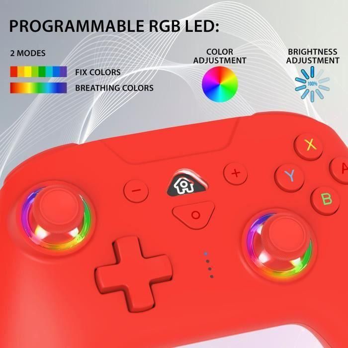 Controlador inalámbrico - SUBSONIC - Switch 2 / Switch - LED programables - Vibraciones - Giroscopio - Rojo 4 Controlador inalámbrico - SUBSONIC - Switch 2 / Switch - LED programables - Vibraciones - Giroscopio - Rojo 4