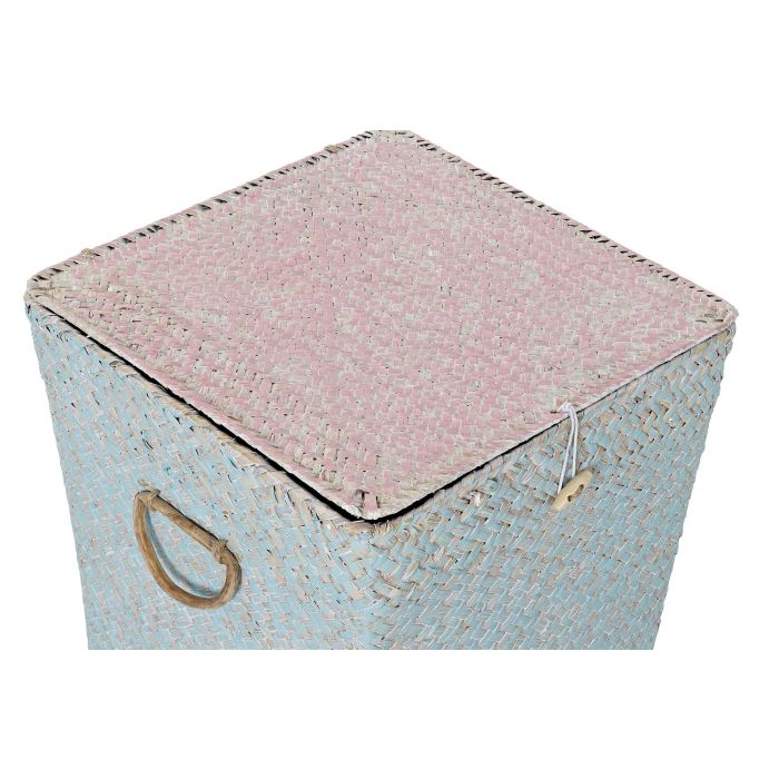 Cesta Ropa Mediterraneo DKD Home Decor Bicolor Rosa 37 x 50 x 37 cm Set de 3 1