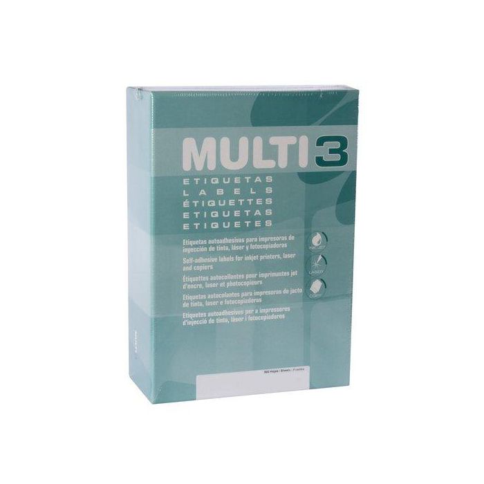 Multi-3 Etiquetas Adhesivas 70x42,4 mm para Inkjet y Láser, Color Blanco, 21 X 500H