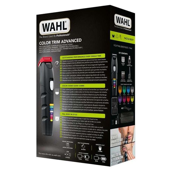 Wahl 09893-0464 Multigroomer Color Trim Advanced con 4 Cabezales Intercambiables y Cuchillas de Precisión 16 Wahl 09893-0464 Multigroomer Color Trim Advanced con 4 Cabezales Intercambiables y Cuchillas de Precisión 16