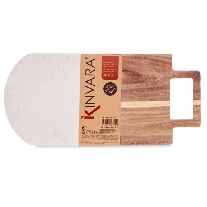 Tabla de cortar madera y mármol blanco Kinvara 18x38 cm (8 Unidades) 2 Tabla de cortar madera y mármol blanco Kinvara 18x38 cm (8 Unidades) 2