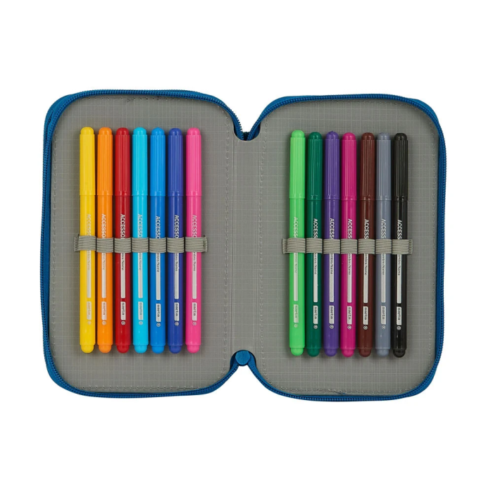 Safta Plumier Doble Pequeño Blackfit8 28 Piezas Azul Oscuro 600D Polyester 2