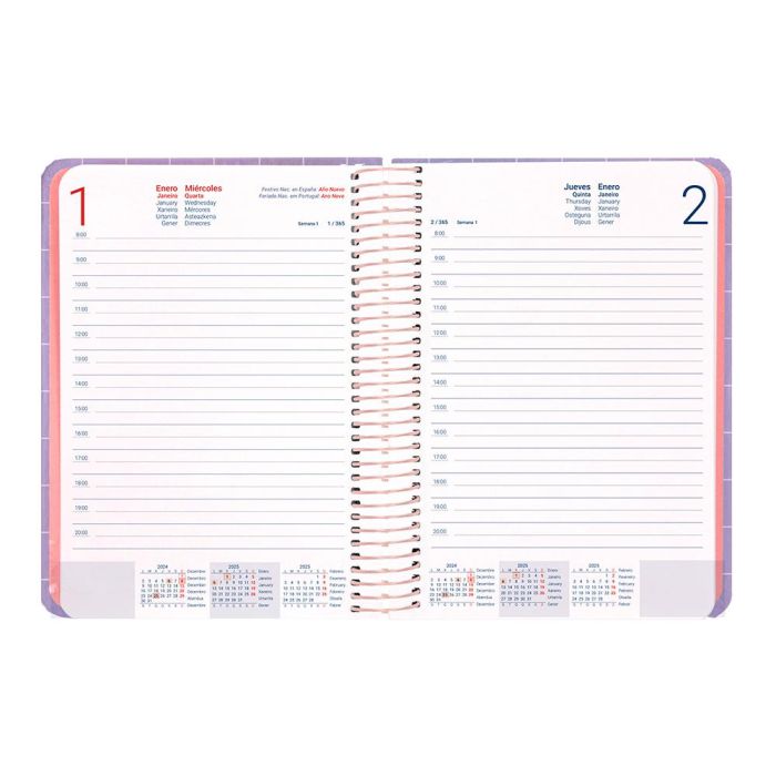 Agenda Espiral Liderpapel Kymolos A5 2025 Dia Pagina Malva Papel 70 gr 9