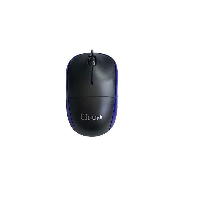 L - link Ratón Óptico USB Ergonómico para Diestros y Zurdos, Negro/Azul 1