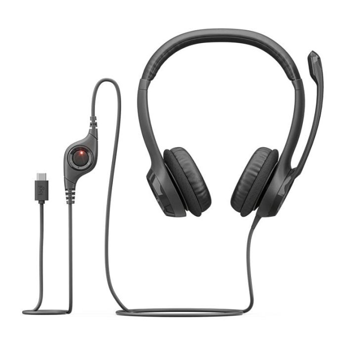 Logitech H390 Auriculares USB-C para PC/Portátil, Micrófono con Supresión de Ruido, Negro, Conexión por Cable