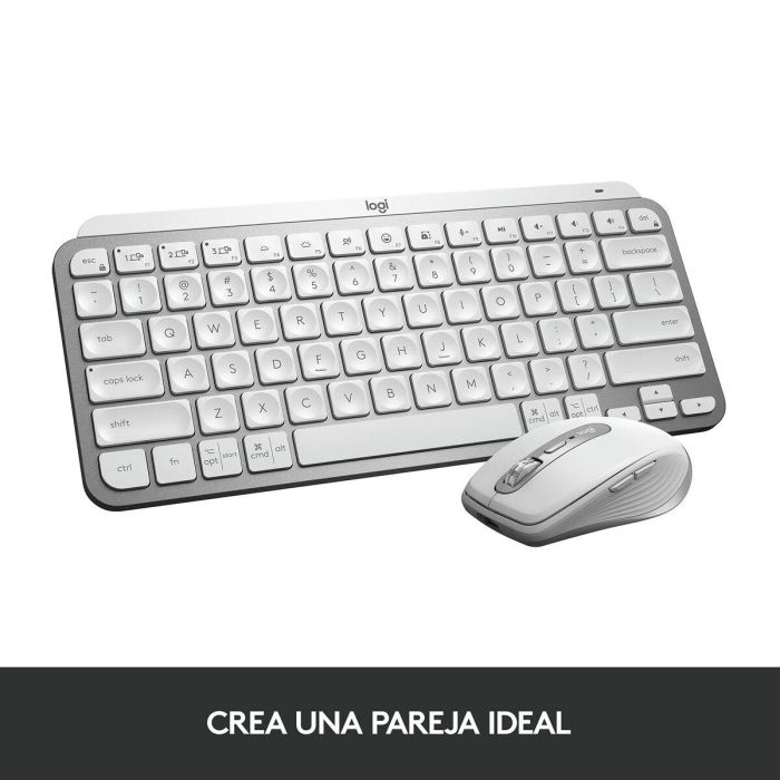 Logitech MX Keys Mini Teclado Inalámbrico Gris Pálido - Teclas Esféricas Cóncavas, Retroiluminación Inteligente, Bluetooth 3