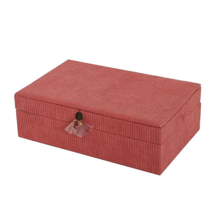 Caja-Joyero Versa Rojo Poliéster Cartón Espejo 16 x 7,8 x 25 cm 1